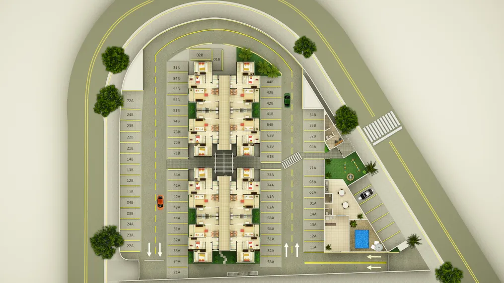 Zuin & Zuin - Engenharia e construção - Implantações do Imóvel Residencial Florenza, apartamento com 2 dorms, localizado em taubaté no bairro Vila Aparecida